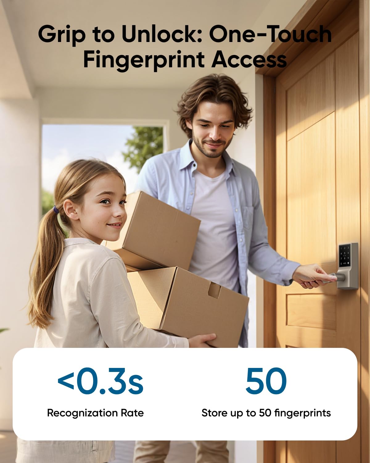 eufy Security Smart Lock C33 fingerprint recognition for convenient family access.