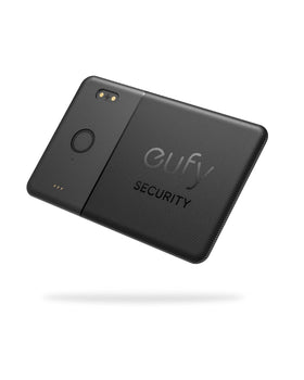 eufy Security SmartTrack Card E30 next to a laptop, easy locate via Find My