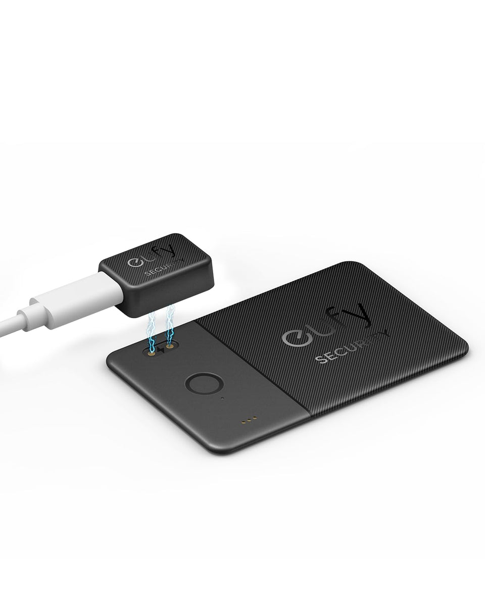 eufy Security SmartTrack Card E30 tucked in a wallet, ultra-thin for everyday carry