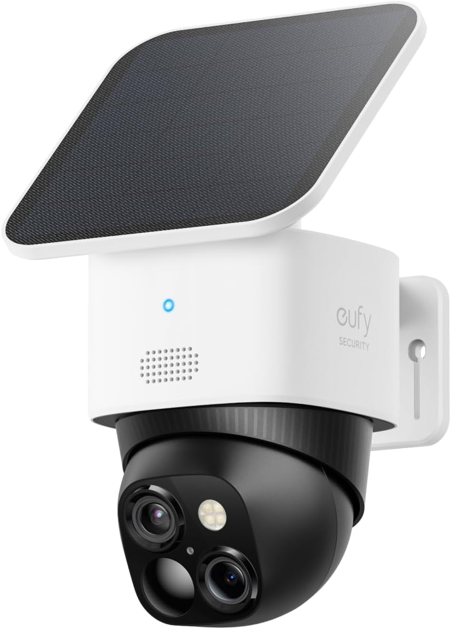 eufy Security SoloCam S340 with 3K clarity and 8x zoom for clear doorstep footage.