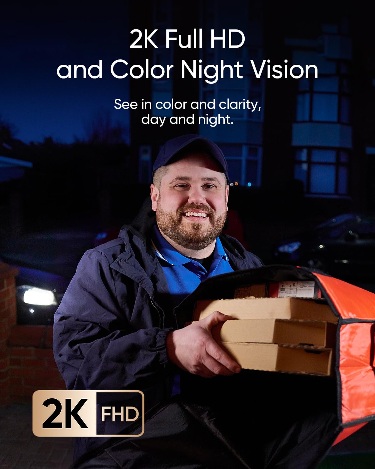 eufy Security Video Doorbell E340 color night vision highlights details at night