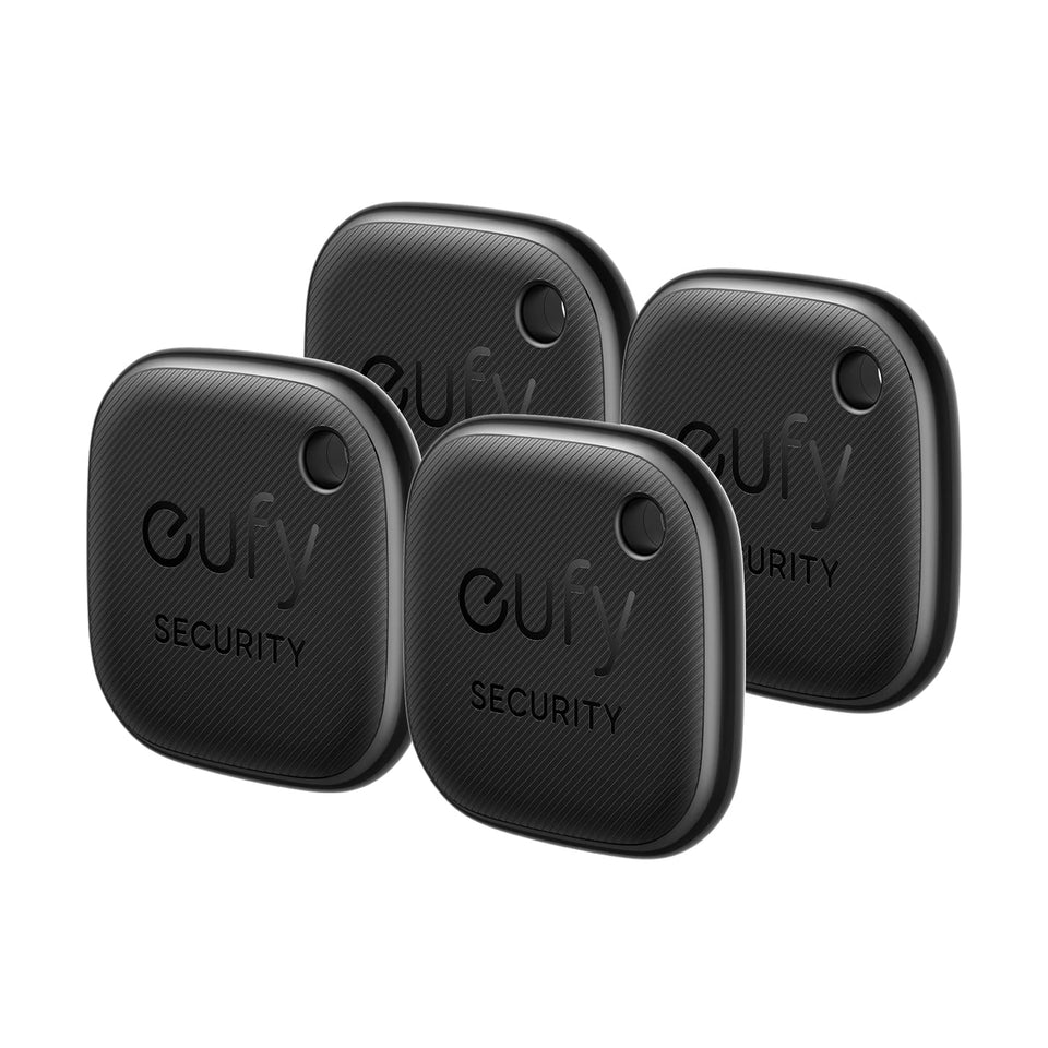 eufy SmartTrack Link 4-pack showing multi-item tracking for keys and bags