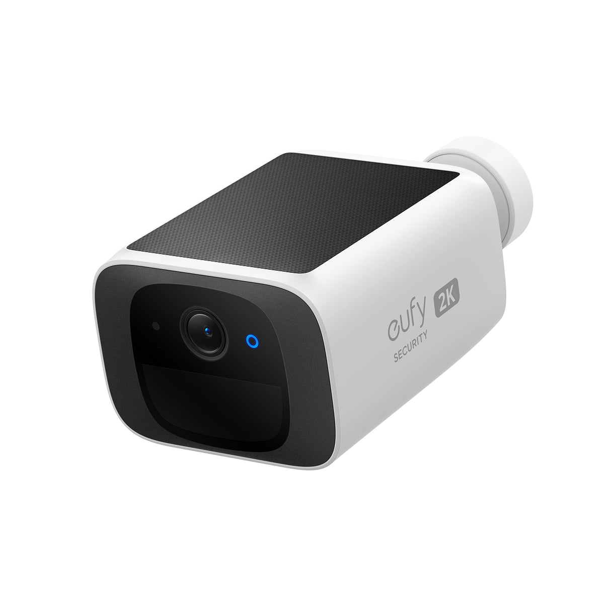 eufy Security SoloCam S220 front view showing camera lens and solar panel benefit continuous monitoring