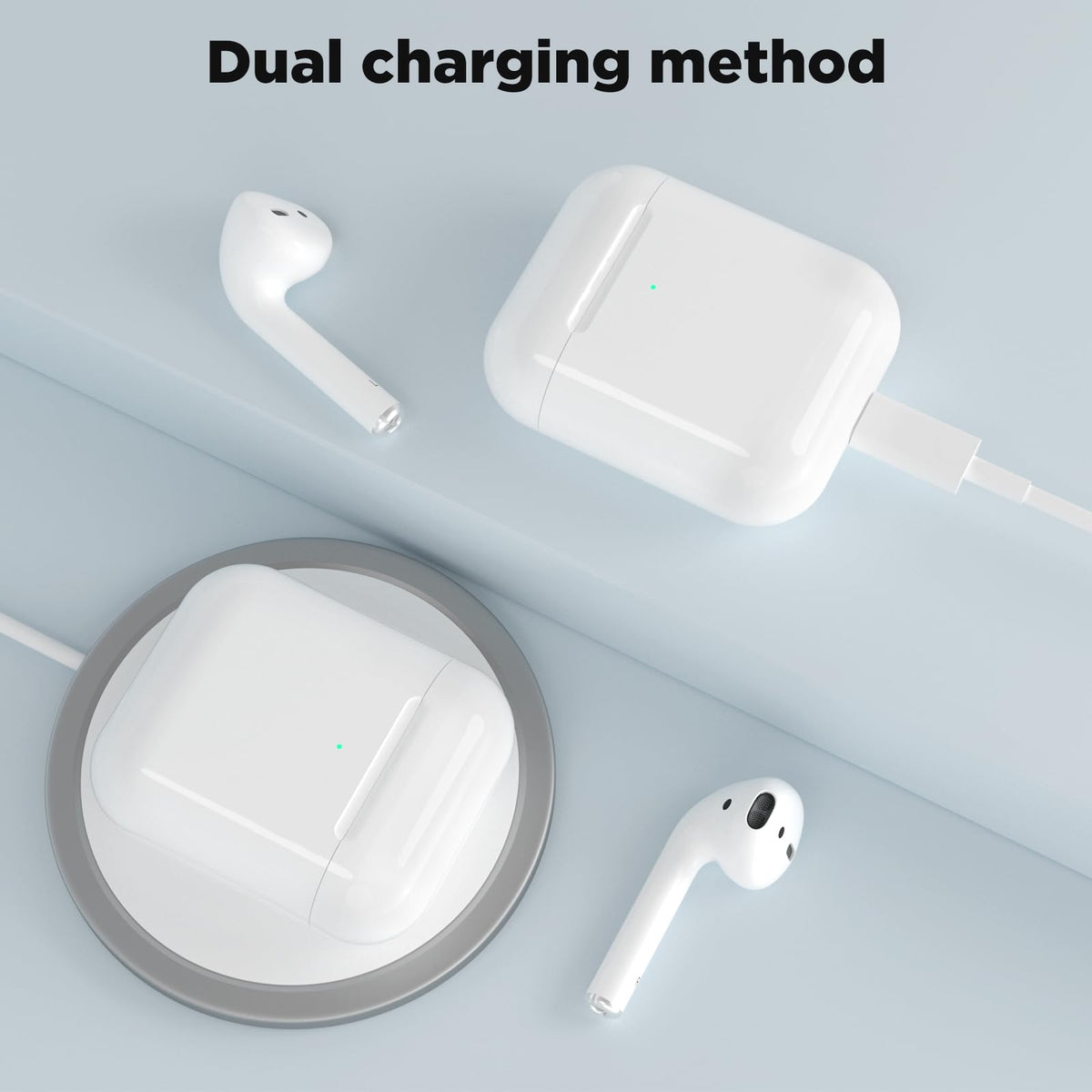 Euiyi AirPods case with wireless charging capability for cord free power