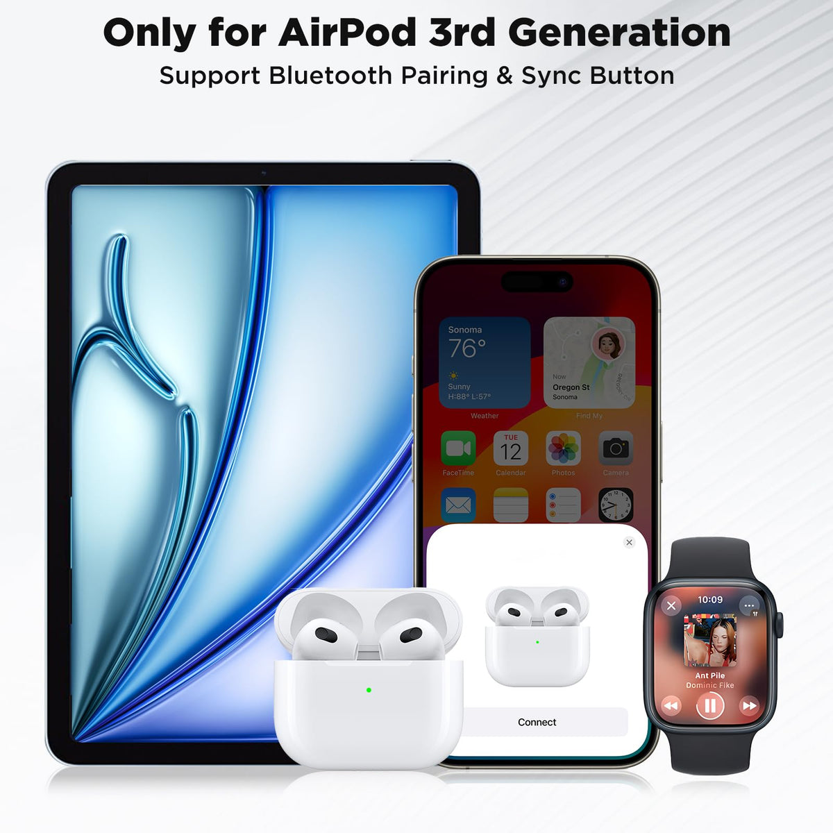 Euiyi AirPods 3 case brand close-up showing clean, minimal styling