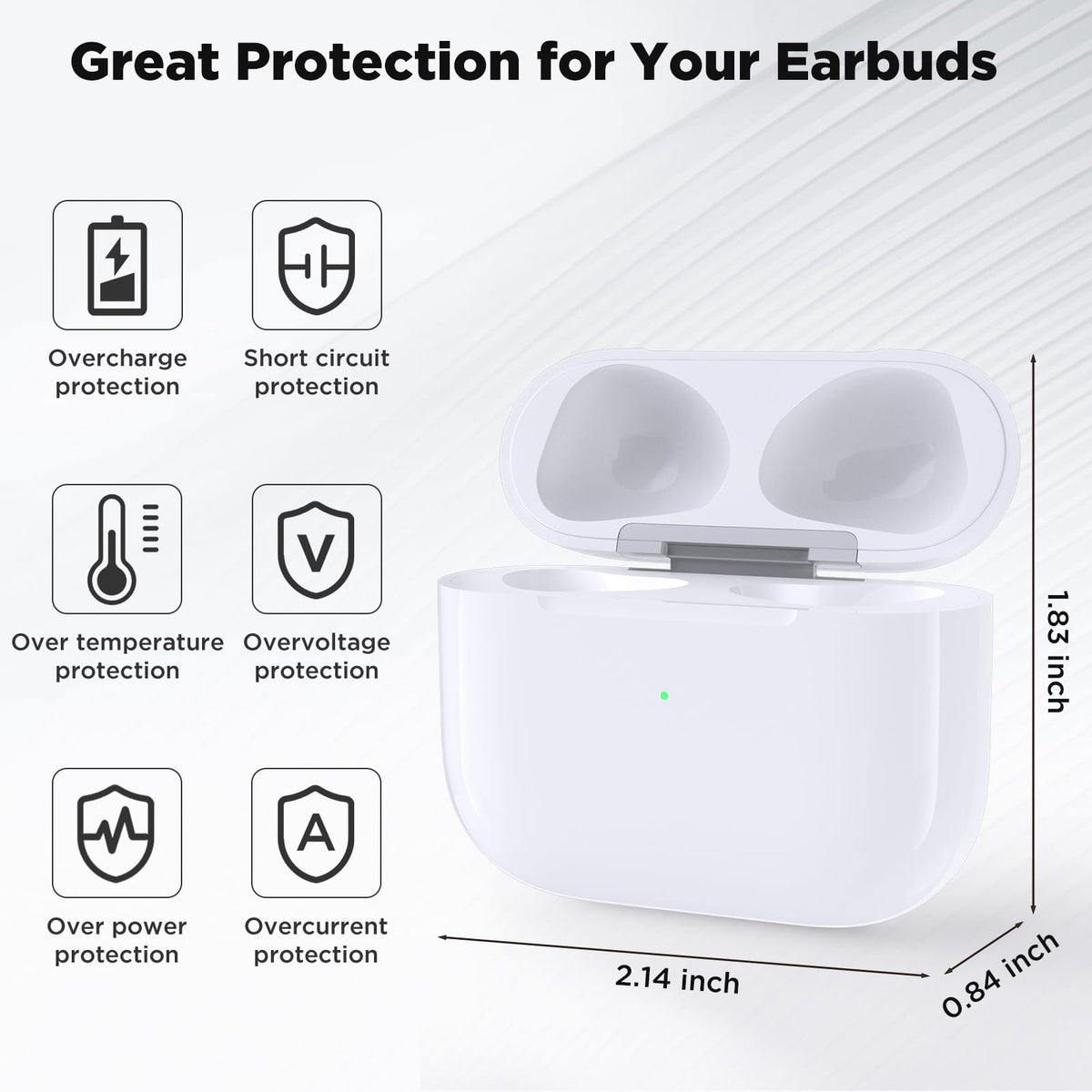 Euiyi AirPods 3 case interior highlighting 600mAh battery capacity for extended use