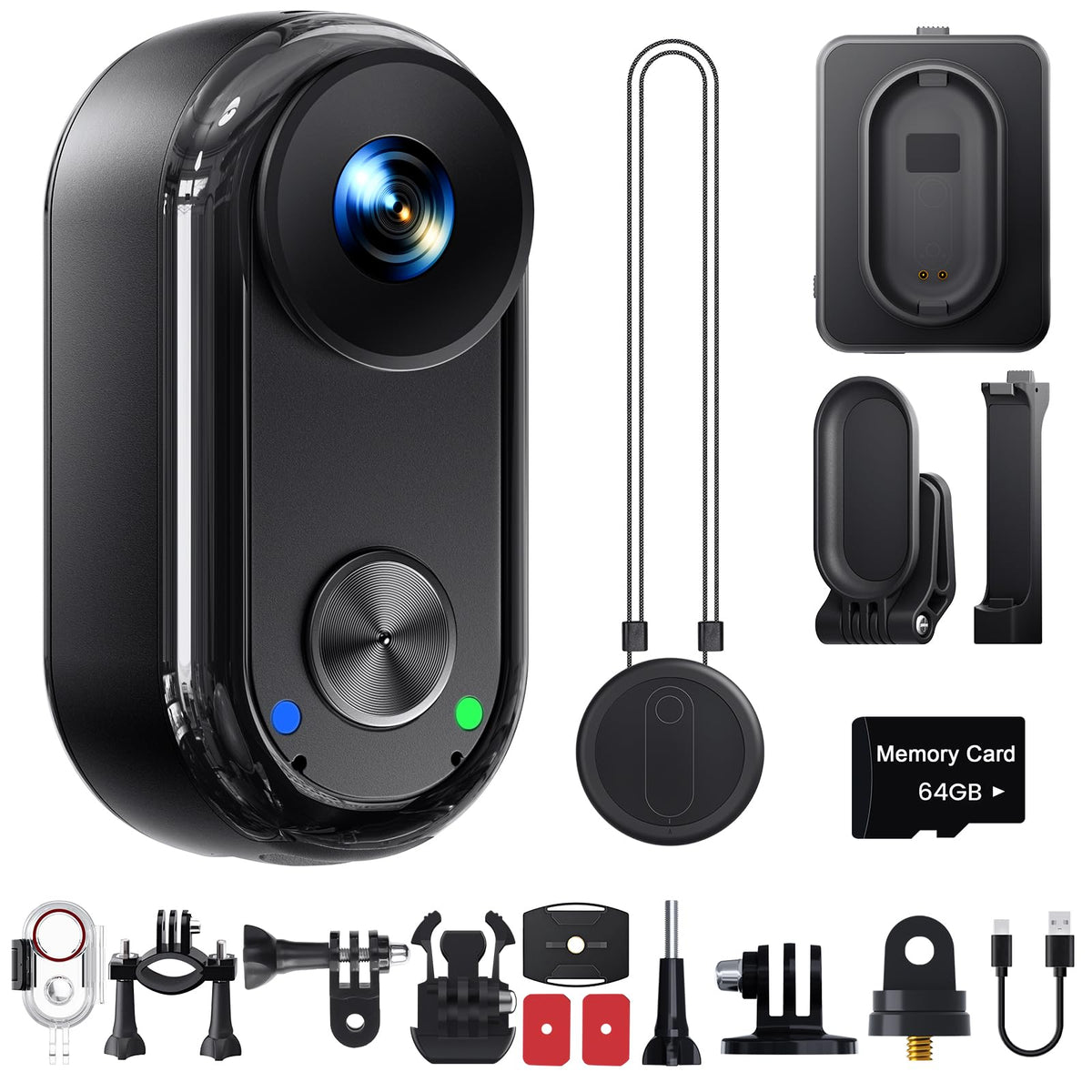 Euorosi 4K 30FPS bodycam front view for immersive first-person footage.