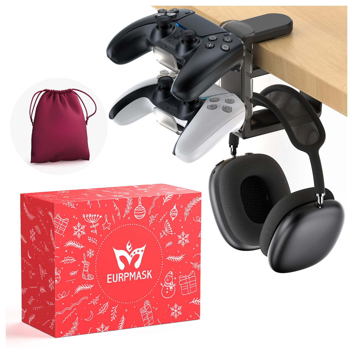 EURPMASK 3in1 headphone holder with rotating arm keeps headset ready for action.