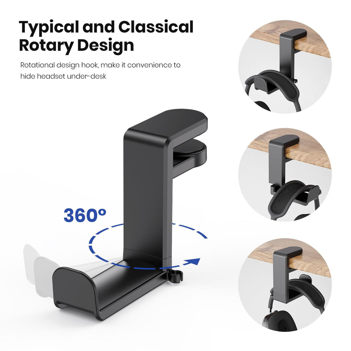 EURPMASK curved edges and rubber pads protect headphones and desk surfaces.
