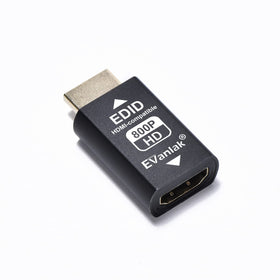 EVanlak HDMI EDID Emulator plugged in demonstrates seamless pass-through and stability