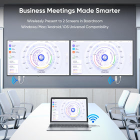 Dual-display setup with two screens mirroring EVATEK content.