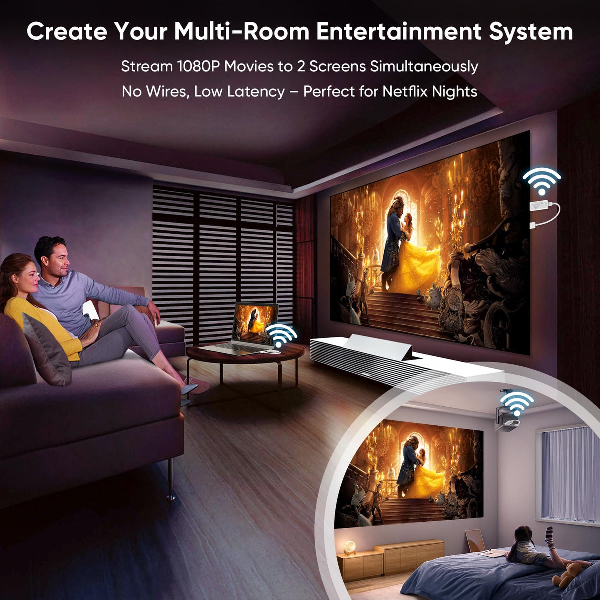 Plug-and-play design for quick wireless setup without apps.