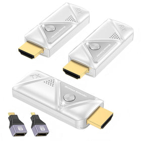 EVATEK wireless HDMI transmitter shown in a compact, portable design.