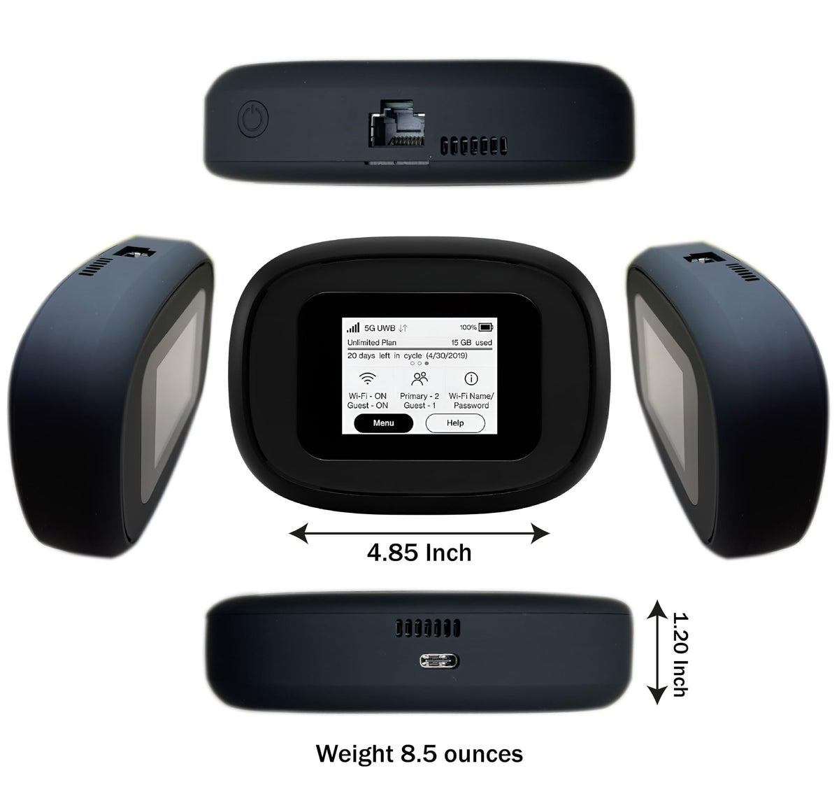 EVDO-LINK MiFi M1000 touchscreen interface showing network status.
