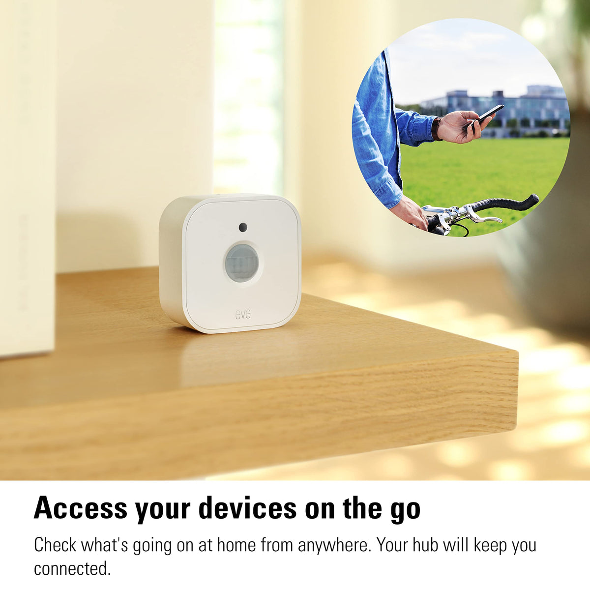 Eve Motion ambient light sensor detail showing brightness control for smarter automations