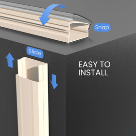 EVEO cable hider installed behind a wall-mounted TV delivering tidy appearance