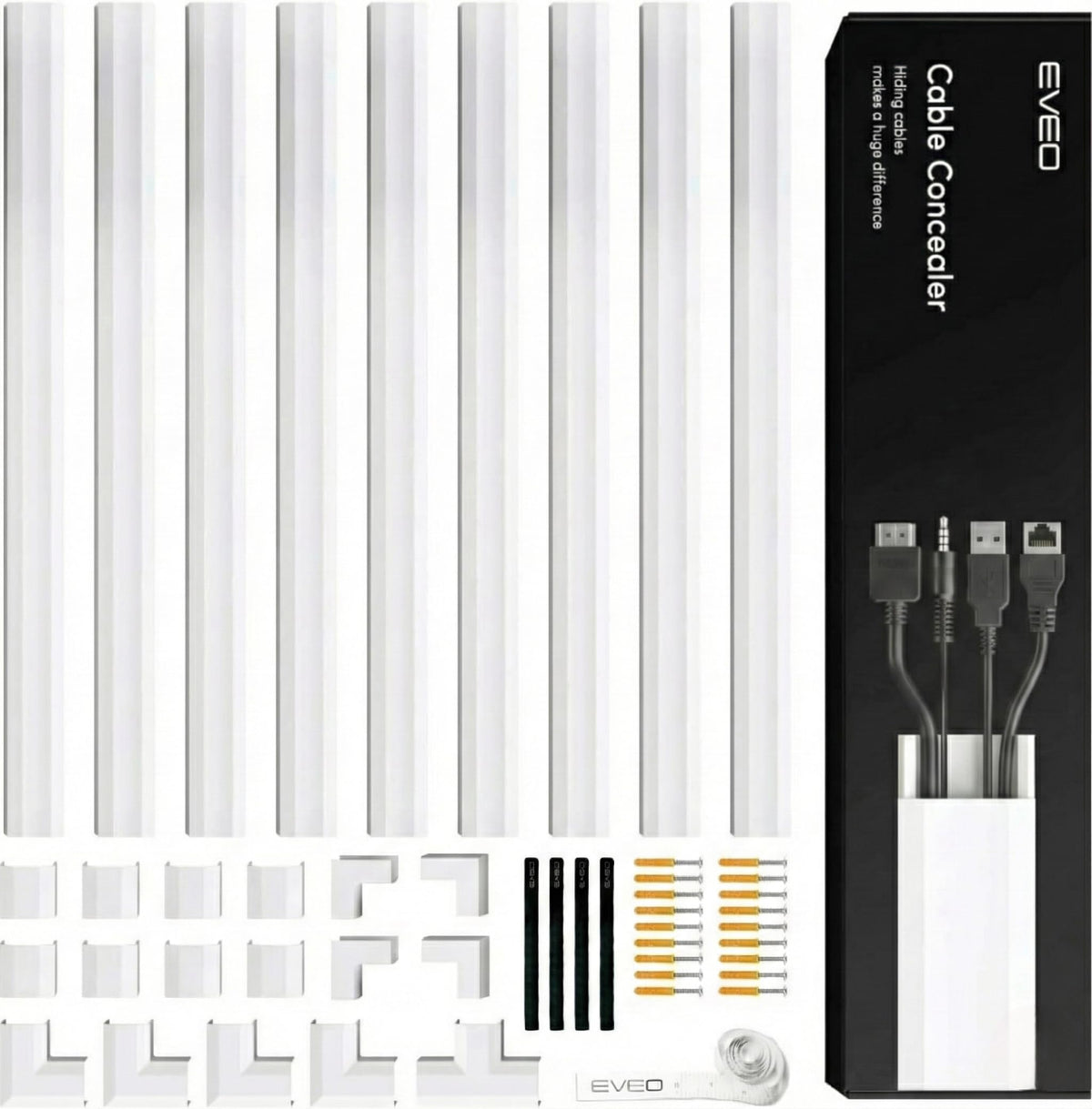 EVEO cord hider wall 150in conceals cables for a tidy, child-safe living space.