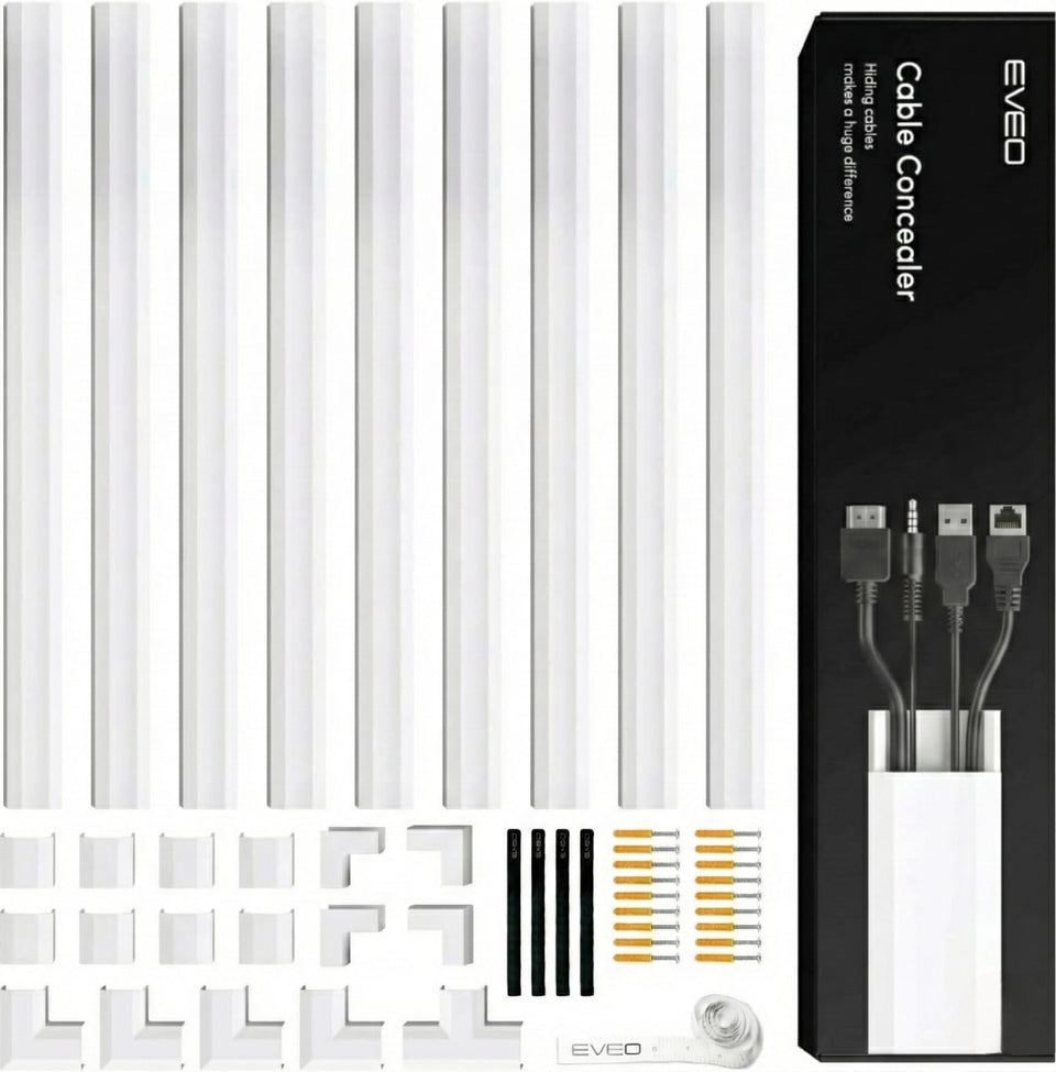 EVEO cord hider wall 150in conceals cables for a tidy, child-safe living space.