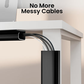 EVEO white desk raceway with adhesive strip creates a neat cable path