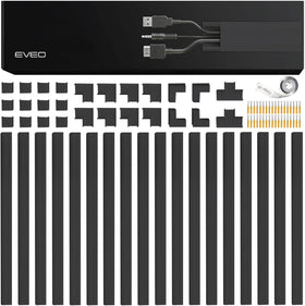 EVEO product packaging showing kit contents and tidy cable benefit