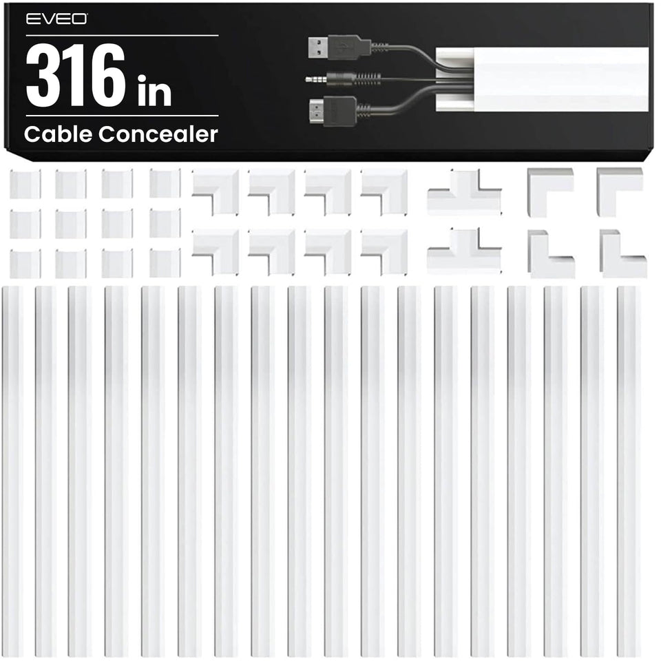 EVEO front packaging showing full 306-inch kit and components for quick setup