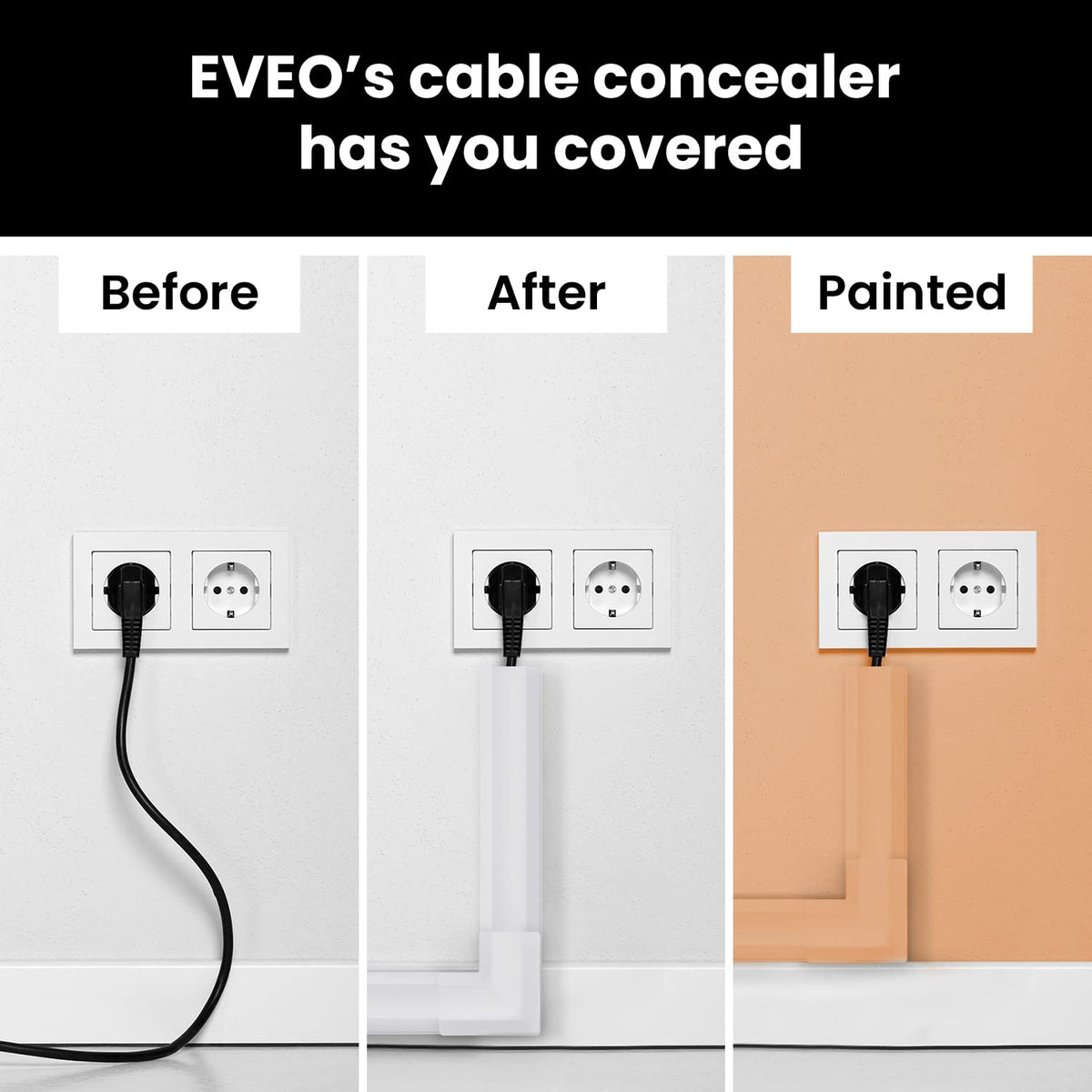 EVEO safe cord concealer helps keep kids and pets away from loose wires