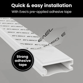 EVEO TV cable hider on wall creates a safe, clutter-free entertainment area