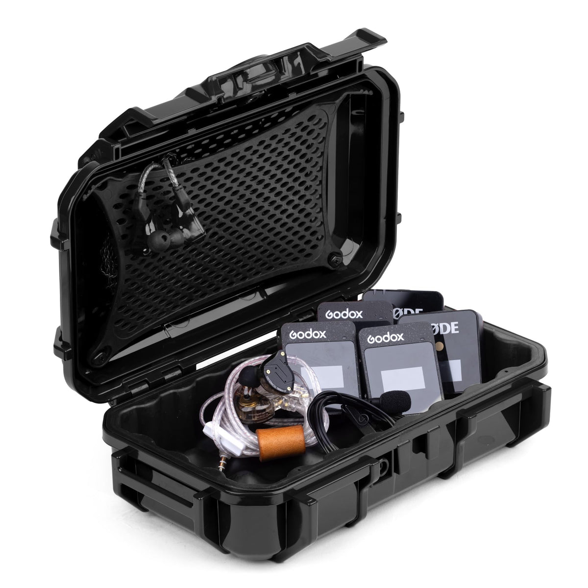 Evergreen IEM case front view showing compact protection for on-the-go gear.