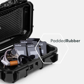 Evergreen IEM case lid organizers demonstrate cables and accessories neatly stored.