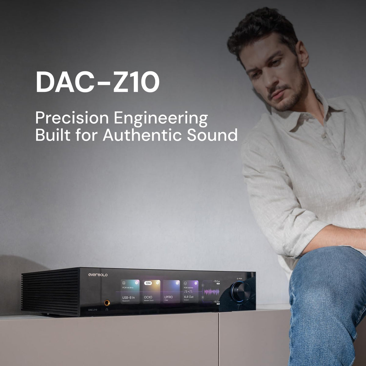 Eversolo DAC-Z10 front panel with clean interface for source selection.