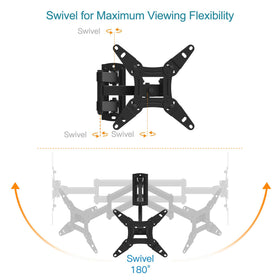Everview full motion TV mount installed on concrete wall demonstrates sturdy mounting.