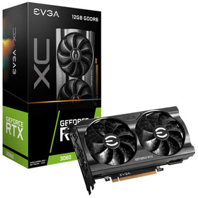 EVGA GeForce RTX 3060 XC Gaming front view with dual fans for cooling.