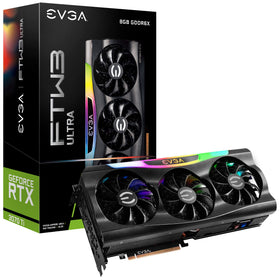 EVGA RTX 3070 Ti FTW3 Ultra front view with ARGB lighting.
