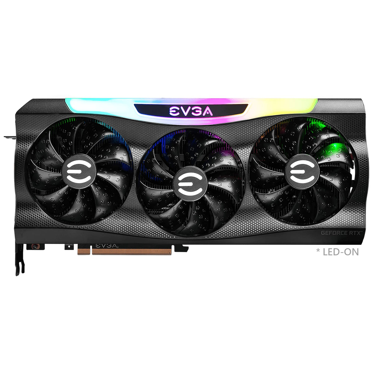 Three-fan cooling assembly on the EVGA FTW3 Ultra in action.