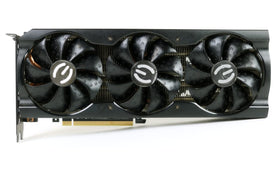 EVGA RTX 3070 XC3 Ultra Gaming front view showing ARGB lighting and cooling.