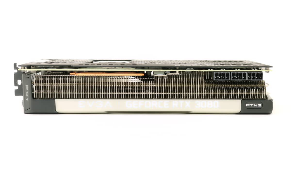 EVGA RTX 3080 FTW3 Ultra backplate close-up showing metal construction.