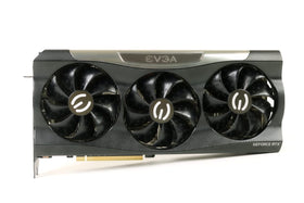 EVGA RTX 3080 FTW3 Ultra Gaming front view with ARGB lighting and robust cooling.