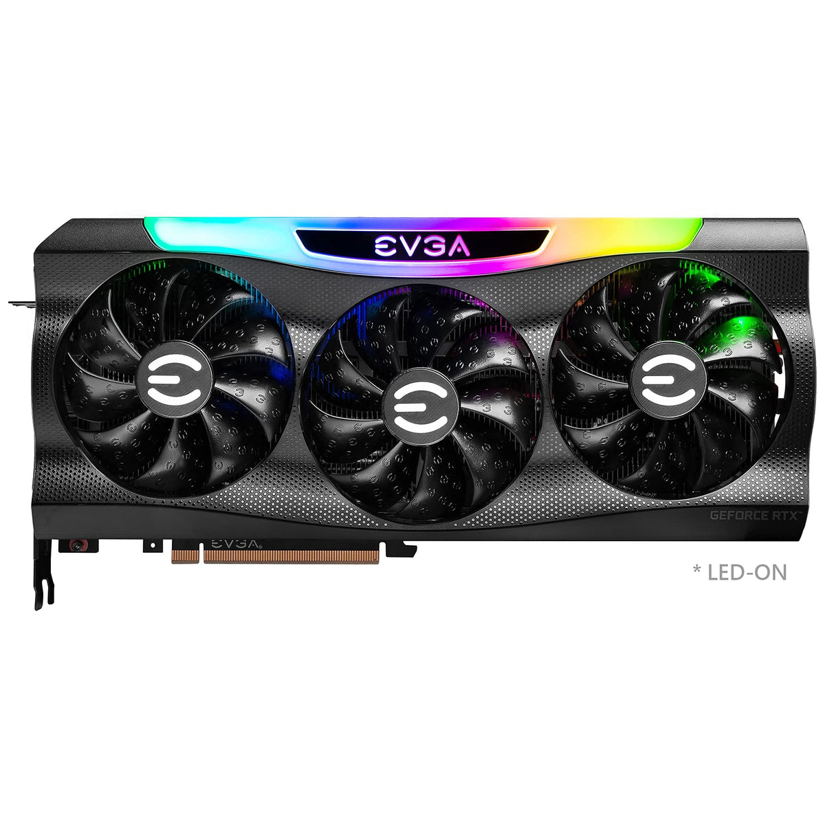 EVGA RTX 3080 Ti FTW3 Ultra Gaming ARGB LED lights up for customizable aesthetics.