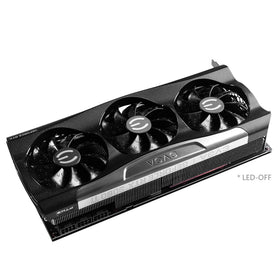EVGA RTX 3080 Ti FTW3 Ultra Gaming closeup cooling-vents highlight advanced heat management.