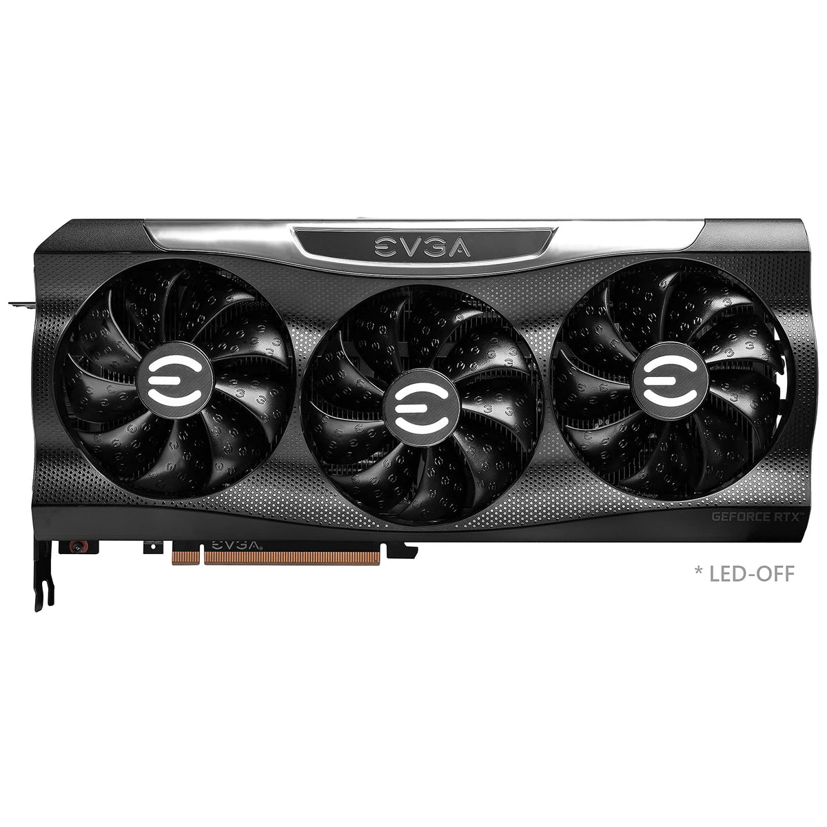 EVGA RTX 3080 Ti FTW3 Ultra Gaming side profile shows slim form with premium backplate.
