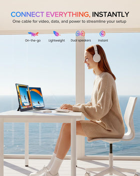 EVICIV 15.6-inch portable monitor in travel case keeps the screen safe during transit.
