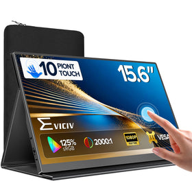 EVICIV portable monitor front view with crisp 15.6-inch display for on-the-go productivity.
