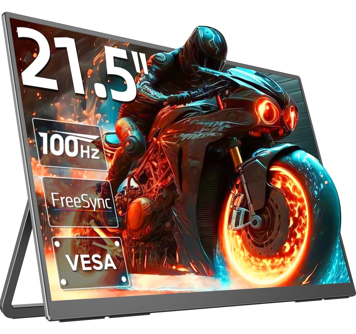 EVICIV 21.5in portable monitor front view shows slim bezels for space-saving setups.