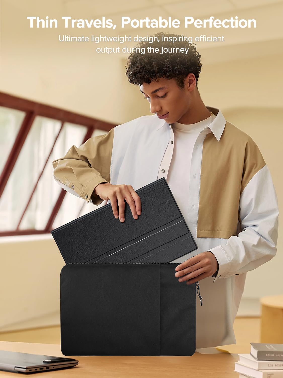 EVICIV portable monitor connects via OTG and Mini HDMI for multi-device setups.