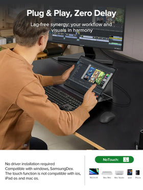 EVICIV travel-friendly second screen beside a laptop enhances extended desktop use.