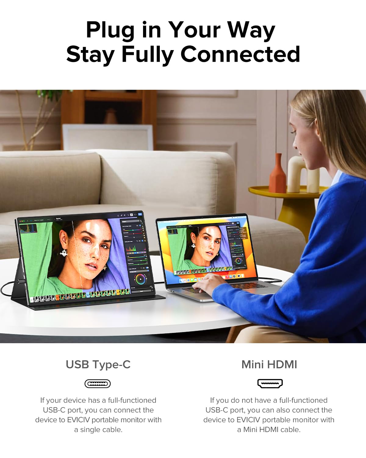 EVICIV smart case with built-in stand for portable viewing angles.
