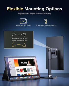 EVICIV VESA 75x75 mount supports flexible desk or wall setups.