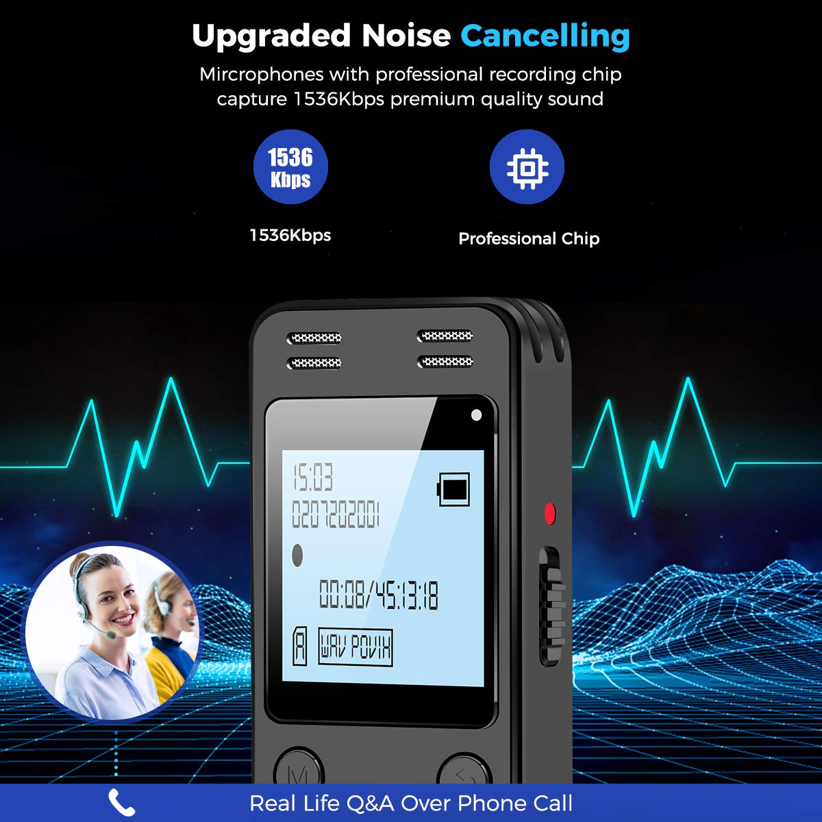 EVIDA closeup of noise‑cancelling microphone grid capturing clearer speech