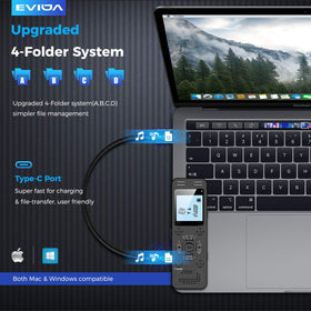 EVIDA screen displaying playback menu for simple review of recordings