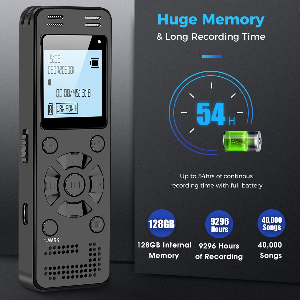 EVIDA side view with USB and headphone ports for fast charging and playback